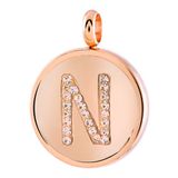 Lucardi Dames Gerecycled just.d stalen hanger roseplated letter kristal