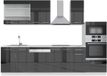 Vicco Fame-Line Complete keukeneenheid – 300 cm met hoge kast, WB Marmer Antraciet hoogglans/wit