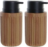 Item International Item Zeeppompje - hout look bruin - 2x - 350 ml - navulbaar - kunststof - badkamer