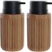 Item International Item Zeeppompje - hout look bruin - 2x - 350 ml - navulbaar - kunststof - badkamer