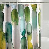 Americanflat 180x188 Douchegordijn - Waterbestendig Lang Douchegordijn met Duurzame Metalen Oogringen en 12 Haken - 100% Polyester - Multi Badkamer Gordijnen - Blauwe Ovaal