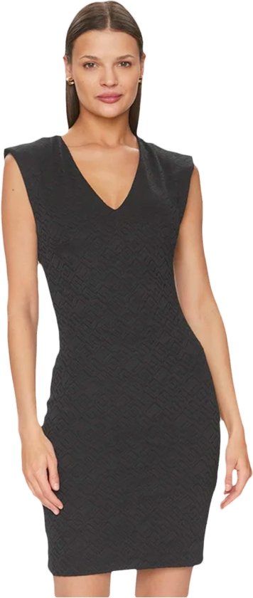 Guess Jurk Zwart XS - Dames - Lange Mouw - Kniehoogte - Casual - Polyester - Handwas - 2024