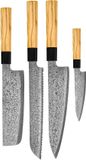 Shinrai Knives Japan Shinrai Knives Takumi Kaza 4-delige Damascus Messenset