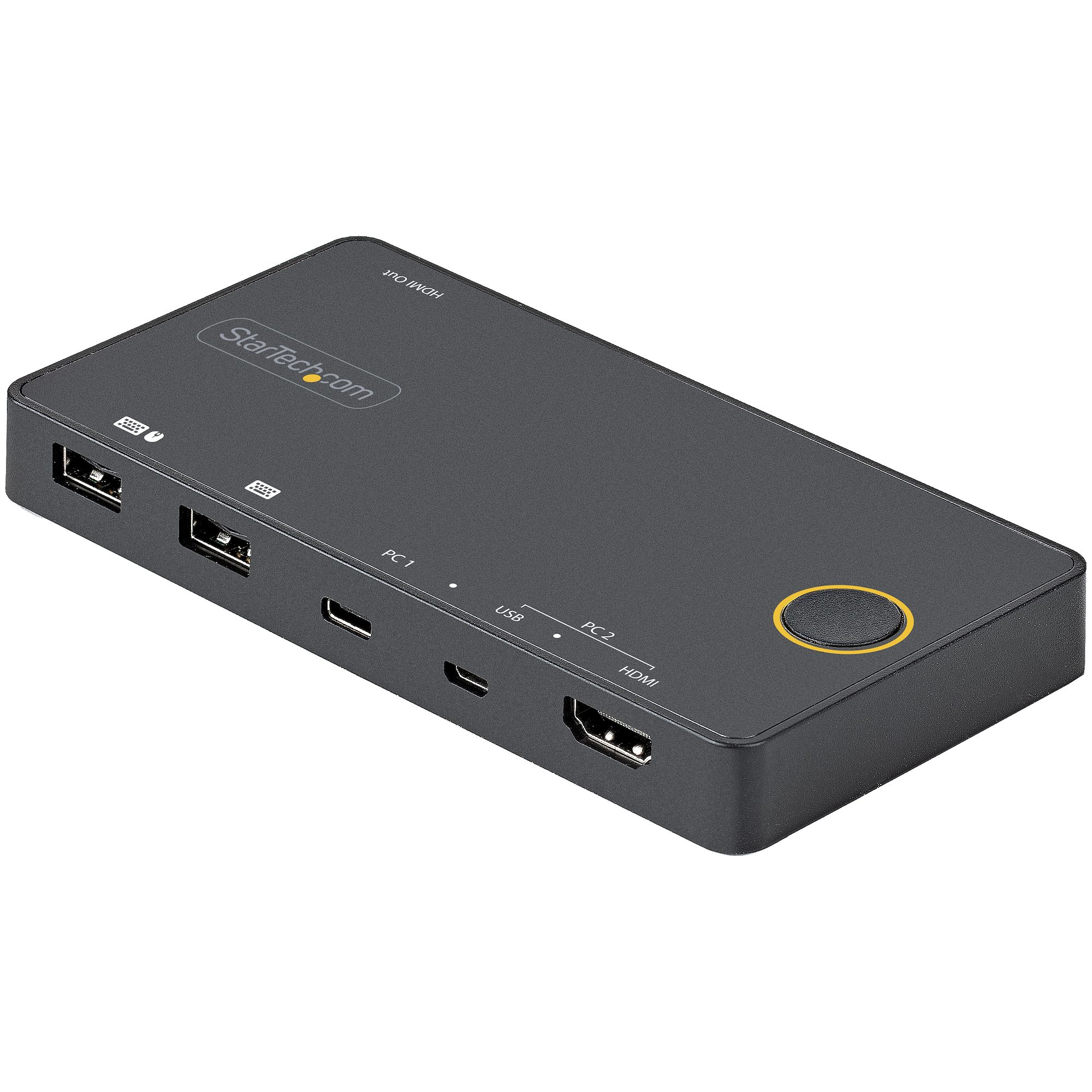 StarTech.com 2 Port Hybride USB-A + HDMI &amp; USB-C KVM Switch - Enkele 4K 60Hz HDMI 2.0 Monitor - Compacte Desktop en/of Laptop HDMI KVM Switch - USB Bus Powered - Thunderbolt 3 Compatibel