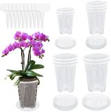 Unyqoos® Set van 10 ademende transparante plantenpotten met schotels voor optimale plantengroei