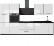 Vicco Complete keukeneenheid Fame-Line, Wit Hoogglans/Antraciet, 340 cm