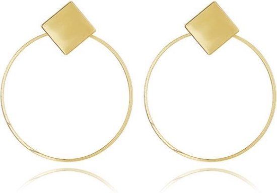 LGT JWLS LGT Jewels Cirkelvormige Damesoorbellen met Rhombus Zilver