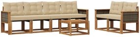 vidaXL - Acacia Hout Loungeset - Natuurlijk en Beige - 6 Zitplaatsen