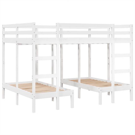 vidaXL Stapelbed 3-voudig Grenenhout Wit 140x200/70x140 cm
