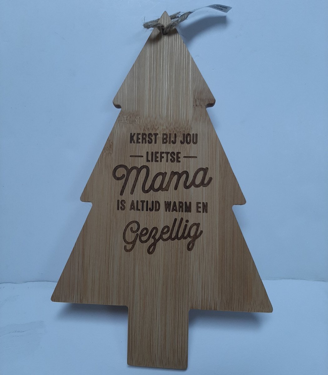 Miko Products Borrelplankje kerst met tekst Kerst bij jou liefste mama is altijd warm en gezellig!