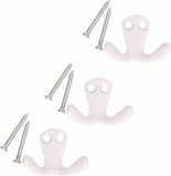 Merkloos Kapstokhaken / Jashaken - 4x - Wit - Metaal - 2 x 3 cm