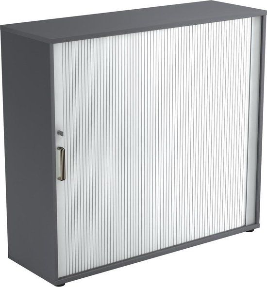 hjh OFFICE PRO Roldeurkast | Grafiet/Zilver | 120 x 40 x 110 cm | Beta 1733S
