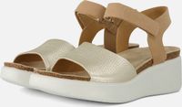 Ecco Flowt Wedge Cork Sandalen beige Nubuck - Dames - Maat 41
