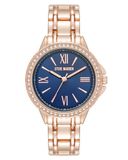 Steve Madden Dames Echt Kristallen Accenten Armbandhorloge Marineblauw/Roségoud