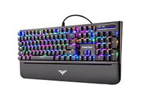 PREYON Long Claw Brown Bedraad Gaming Toetsenbord met Gevlochten Kabel - Verlicht Mechanisch Toetsenbord met Volumeregelaar en Magnetische Polssteun - Gateron Brown Switches