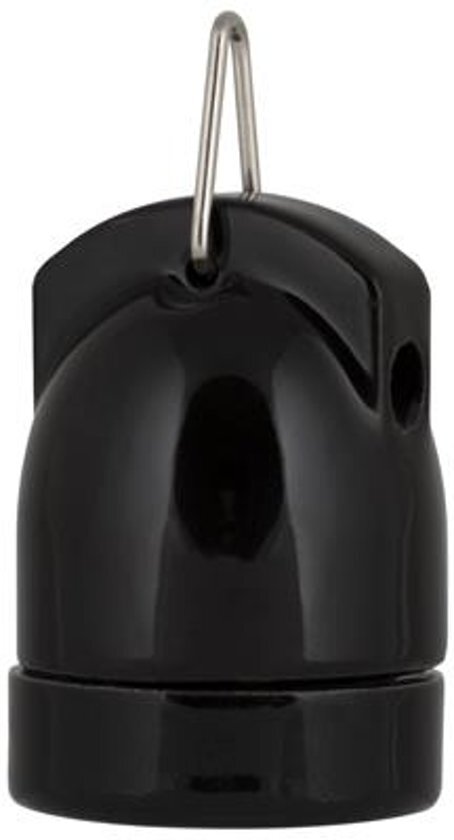 Bailey Lamphouder E27 Porselein Zwart + Haak met Kunststof trekontlaster zwart