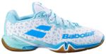 BABOLAT Shadow Tour 4 chaussures de badminton pour femme, blanc/turquoise, taille 37