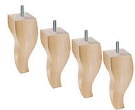 Margot Royal Louis XV Set 4 poten voor lattenbodem, hout, naturel gelakt, 5,5 x 5,5 x 18 cm