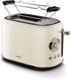 Klarstein Victoria toaster - Retro broodrooster voor 2 sneetjes, 800 W, 7 bruiningsstanden, ontdooien & opwarmen, broodjeshouder, kruimellade