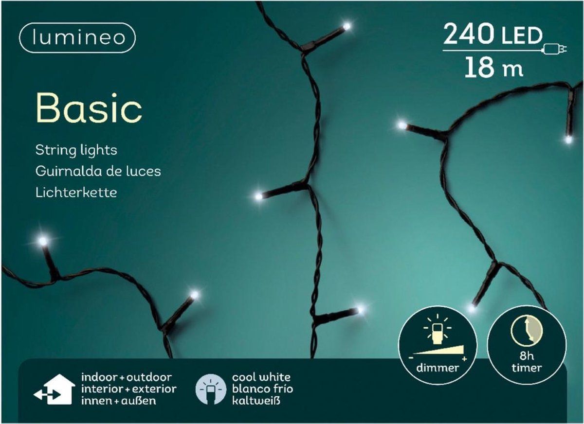 Lumineo Kerstverlichting helder wit buiten 240 lampjes - boomverlichting - Zwart snoer