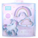 PME Unicorn Regenboog Wolk Koekjesvormpjes Set - 3 Stuks Metaal