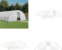 vidaXL Tuinkas met stalen frame, 70 m², 14x5x2,3 m, wit