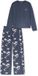 SCHIESSER Pyjama lang Dames blauw-grijs Dierenprint 95% Modal, 5% Elastaan Maat 42