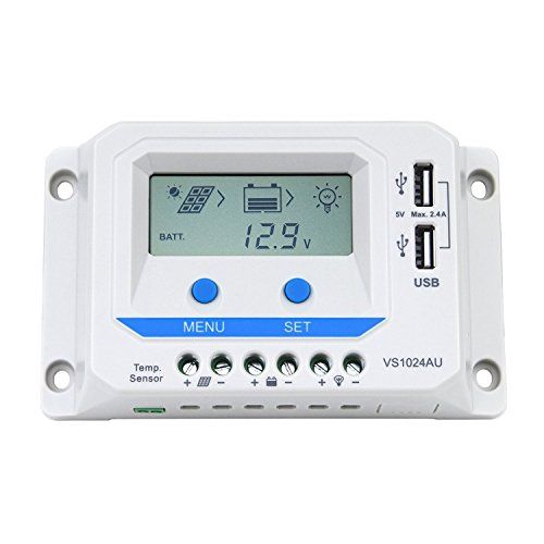 EPEVER VS1024AU PWM laadregelaar laadcontroller 10A, 12V/24V met LCD Dispaly USB-aansluiting