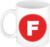 Bellatio Decorations Shoppartners Bv Koffie mok met de letter F - rood - 300 ml
