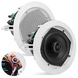 Pyle Haut-parleur de plafond - 13,3 cm 300 W crête - transformateur 70V 2 voies pour audio commercial de restaurant, son surround, conception encastrée, installation murale PDIC53T - 1 pièce (blanc)
