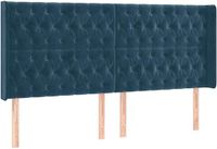 vidaXL Hoofdbord fluweel donkerblauw 203x16x118/128 cm