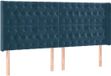 vidaXL Hoofdbord fluweel donkerblauw 203x16x118/128 cm