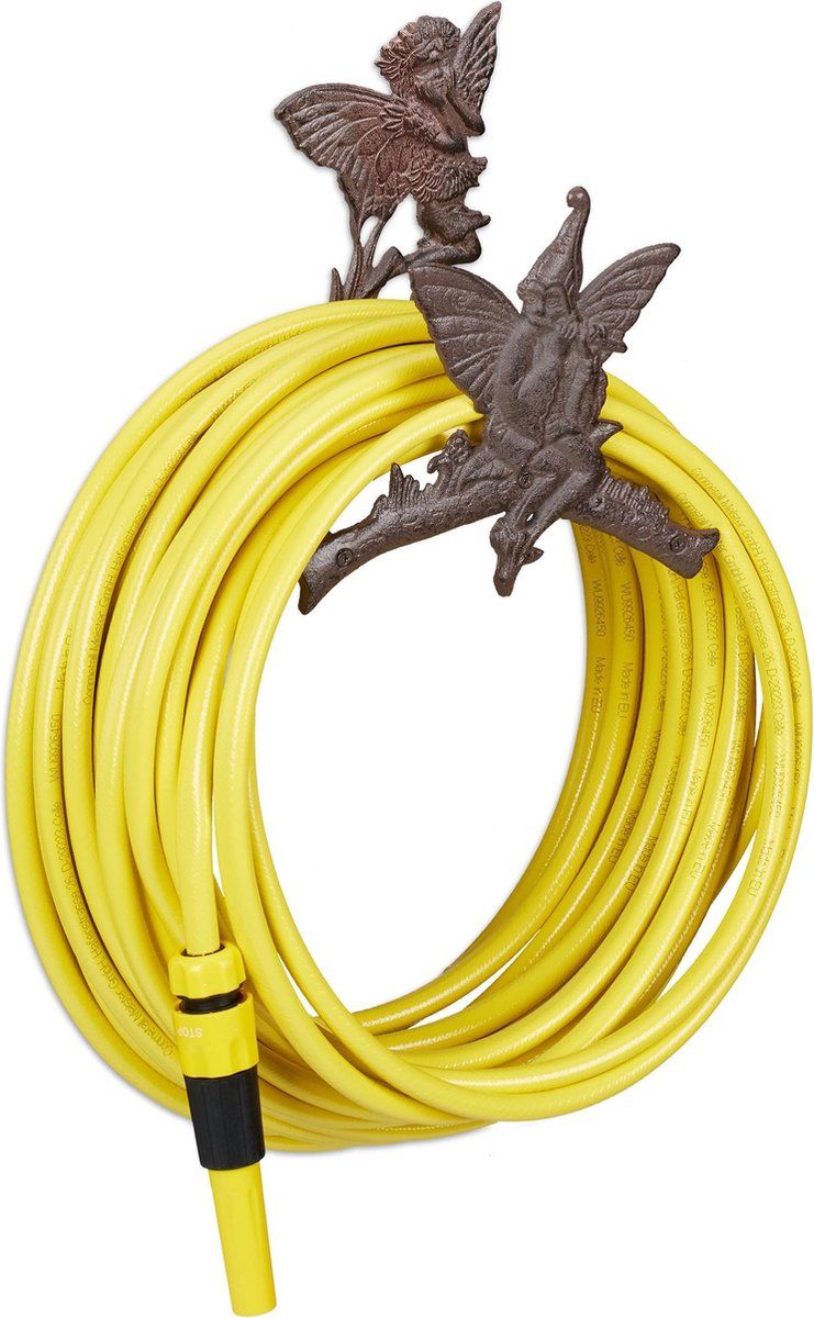 Relaxdays Tuinslanghouder - Waterslanghouder - Slanghouder - Gietijzer - Bruin