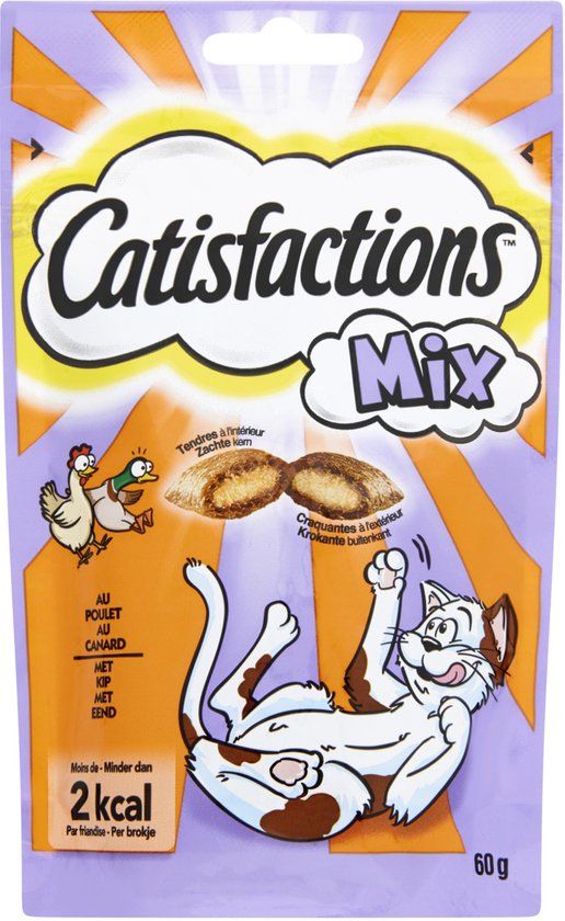 Catisfactions Kattensnoepjes - Mix - Kip/Eend - Kattensnack - 60 g