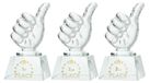 Trophées en cristal avec pouce levé - 3 pièces dans une boîte élégante, adaptées aux prix sportifs