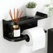 Merkloos Keukenrolhouder - Opbergrek - Toiletrolhouder met Plank - WC Rolhouder - Kunststof Badkamer Organizer - Zelfklevend - Voor Badkamer, Keuken, Camper - Zwart