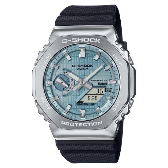 Casio G-Shock GBM-2100A-1A2ER Classic Heren Horloge - Zwart/Zilverkleurig/Blauw - Heren Polshorloge