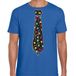 Bellatio Decorations Cadeau T-shirt voor heren - langspeelplaat stropdas - blauw - muziek fan M