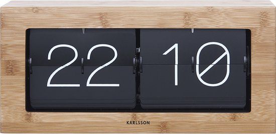 Karlsson Flip Clock Boxed - Bamboo - Brown - 37cm