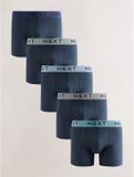 Next - Hommes - Lot de 5 boxers en coton - Bleu