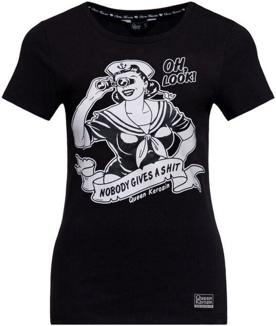 Queen Kerosin nobody gives a shit Dames T-shirt - zwart - S