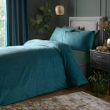 Laurence Llewelyn-Bowen - Groenblauwe fluwelen dekbedovertrekset - super kingsize beddengoed (260 x 220 cm) - 2 kussenslopen - zacht aanvoelend - designer - groenblauw luxe beddengoedset - fluwelen
