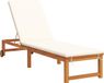 vidaXL Chaise longue acacia massif bois marron coussin inclus