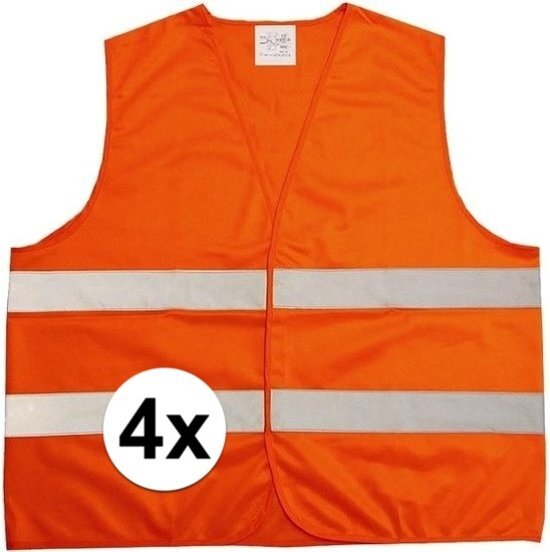 Lifetime 4x Oranje veiligheidsvesten voor volwassenen - reflecterend vest