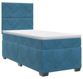 vidaXL Boxspringbed met matras en hoofdeinde, blauw, 100 x 200 cm, fluweel