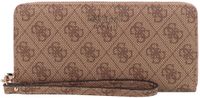 GUESS Brenton SLG Large Zip Around Wallet Latte Logo Lichtbruin