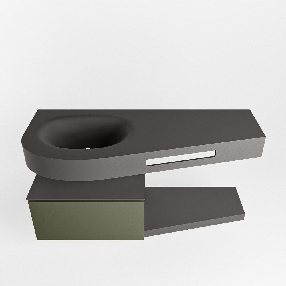 Mondiaz Riva Dulcet Badkamermeubel - 120cm - Dark Grey & Army - Links