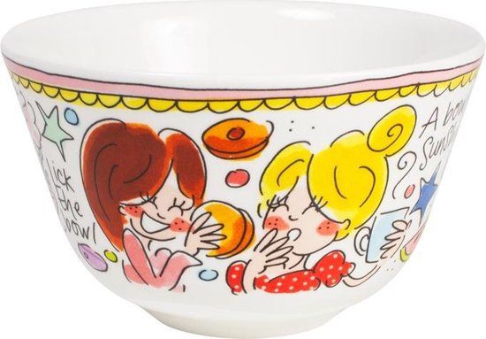 Blond Amsterdam Even Bijkletsen Kom - 14 cm - Roze Rand