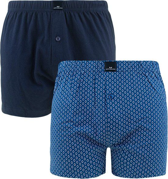 Götzburg heren 2P wijde boxershorts basic print blauw