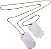 Merkloos Militaire leger ketting - 2 zilveren dogtags voor soldaten outfit